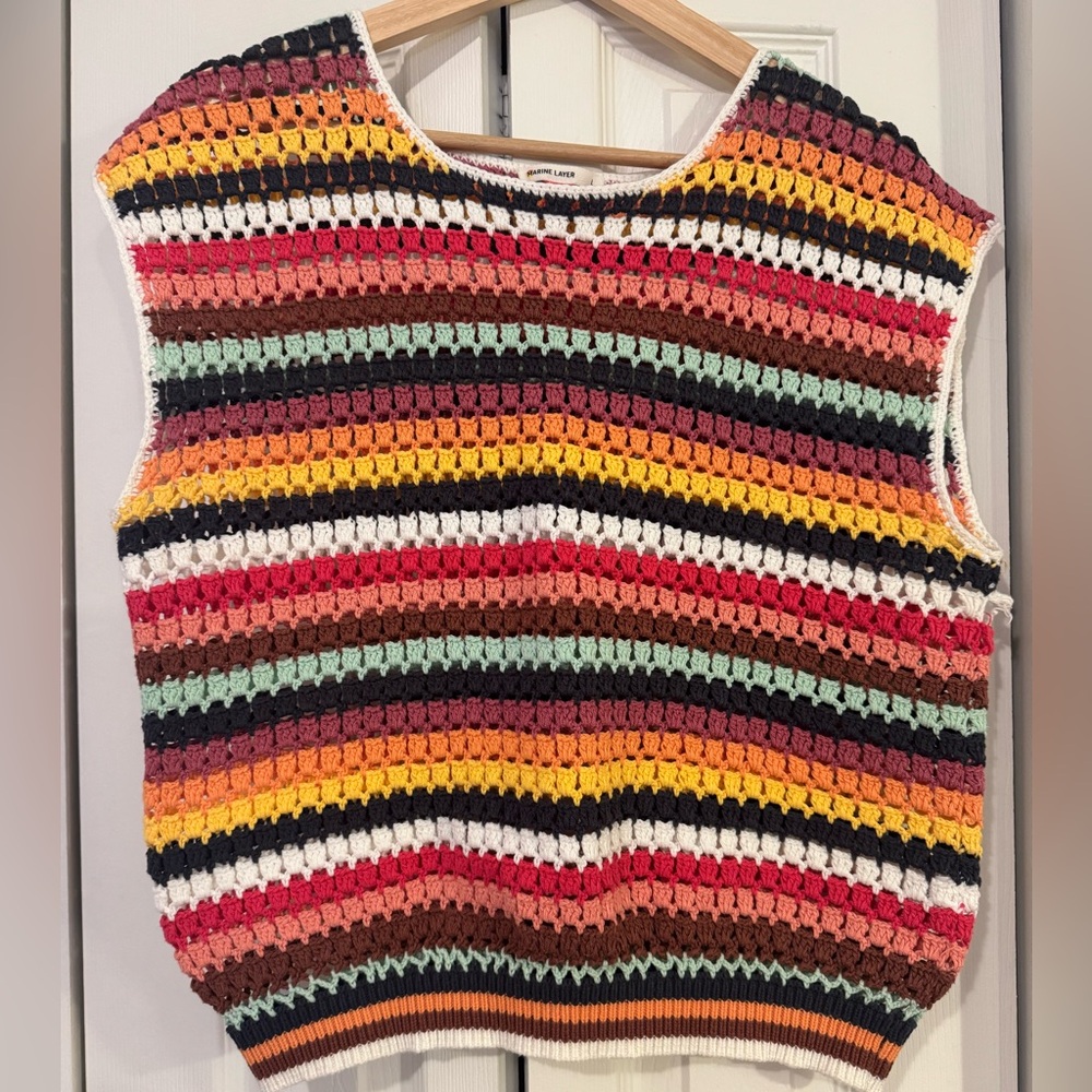 Marine Layer Multicolor Crochet Sweater Tank